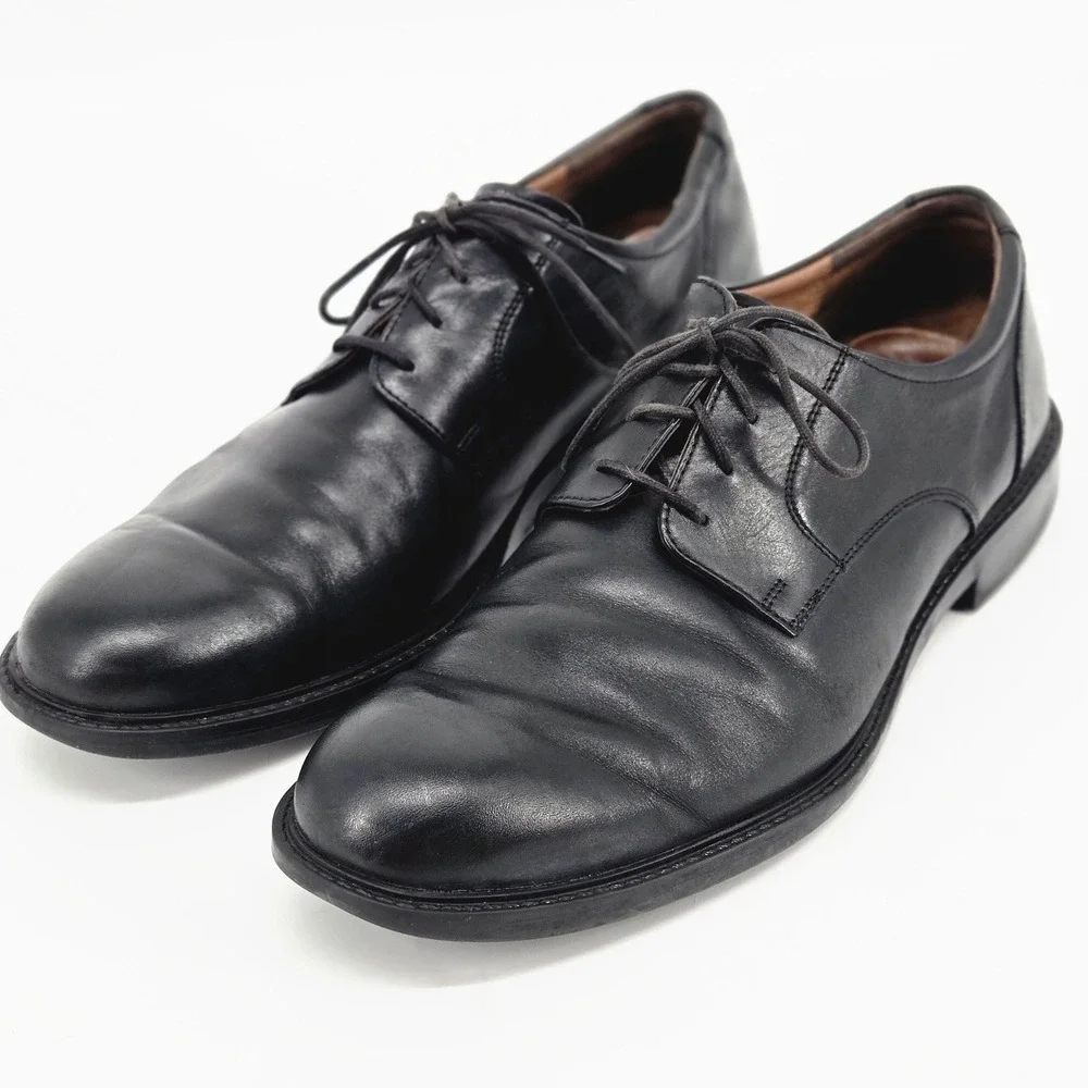 Johnston & Murphy Tabor Plain Toe Black Leather Oxford Dress Shoes Mens 13M GUC
